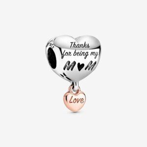 New Pandora Love You Mom Heart Charm